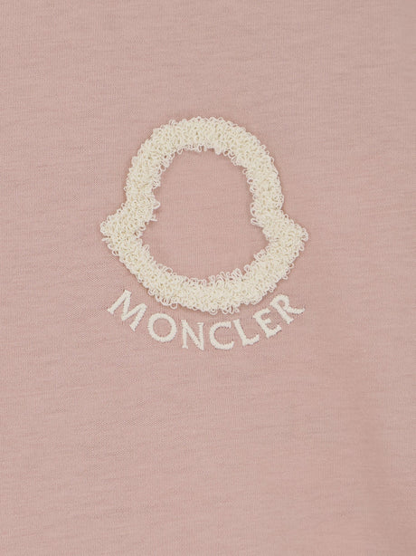 Moncler Cotton T-shirt with flocked logo on the front - Rosa
