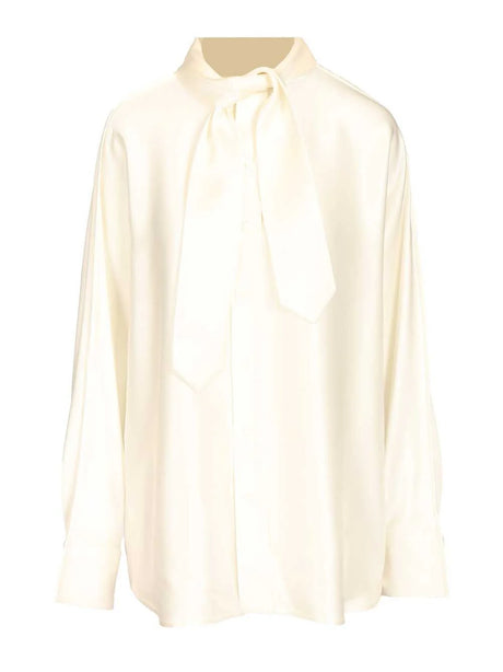Bottega Veneta Silk Satin Shirt With Tie Detail - White
