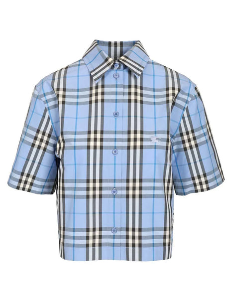 Burberry Check Cotton Shirt - Sky Blue