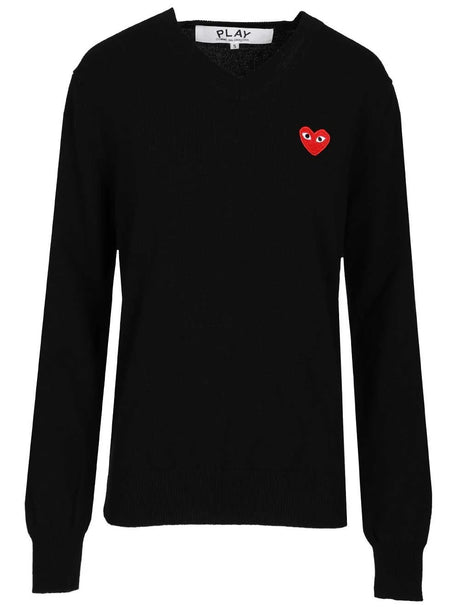 Comme Des Garcons Play Crew Neck Wool Sweater - Black