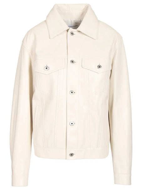 Bottega Veneta Woven Leather Jacket - White