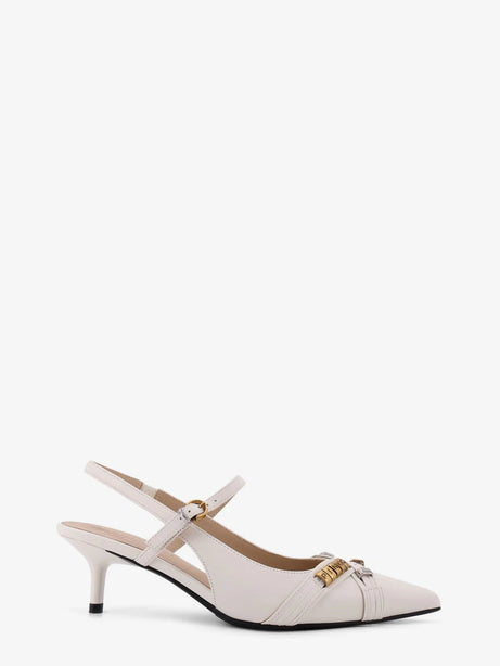 Pinko Gloria 18 leather pump with metal lettering detail - Bianco