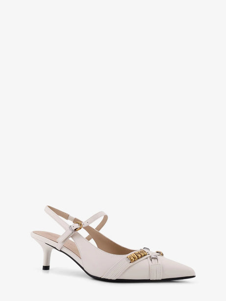 Pinko Gloria 18 leather pump with metal lettering detail - Bianco