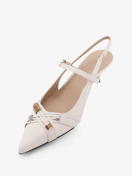 Pinko Gloria 18 leather pump with metal lettering detail - Bianco