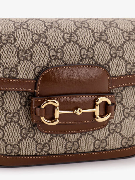 Gucci Coated canvas Gucci Horsebit 1955 crossbody bag with GG Supreme motif - Beige