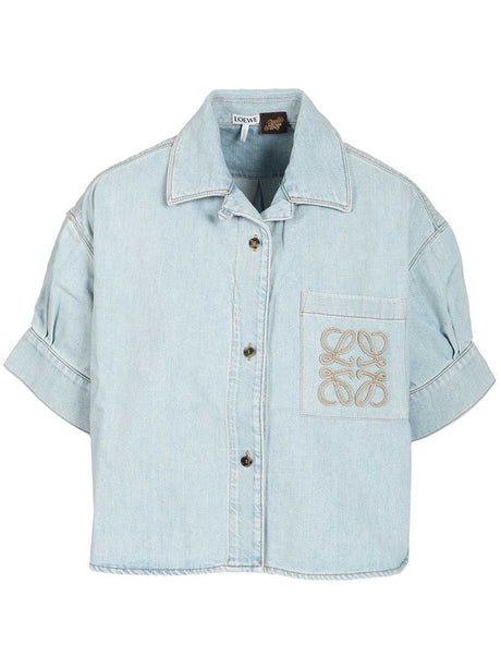Loewe Paula'S Ibiza Short Sleeve Denim Shirt - Sky Blue