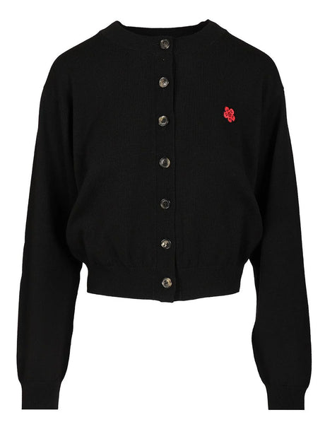 Kenzo Cardigan With 'Boke Flower' Embroidery - Black