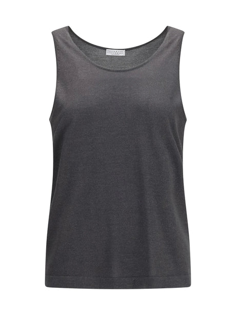 Brunello Cucinelli Luminous knit Tank Top - Piombo