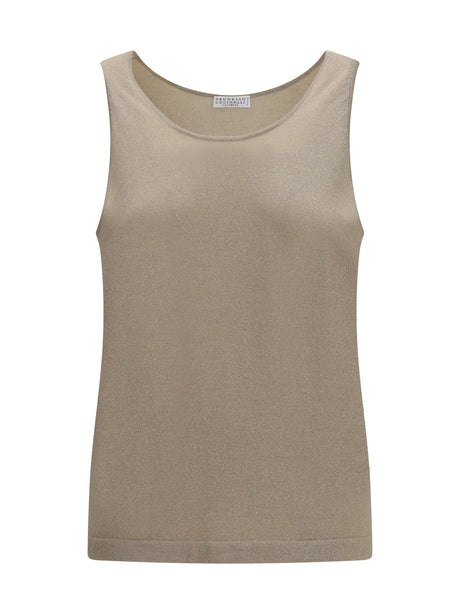 Brunello Cucinelli Luminous knit Tank Top - Brown