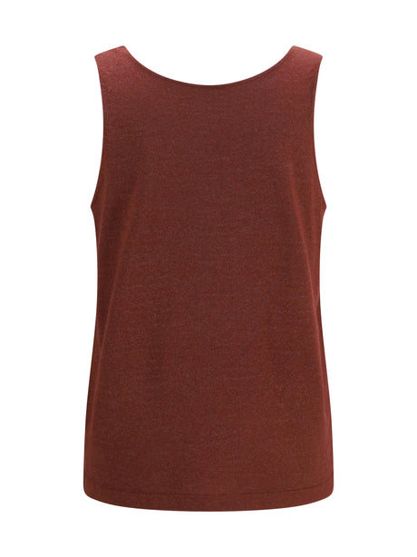 Brunello Cucinelli Luminous knit Tank Top - Red Bean