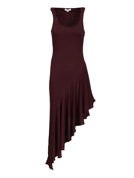 AlaïA Asymmetrical Dress In Fluid Jersey - Bordeaux
