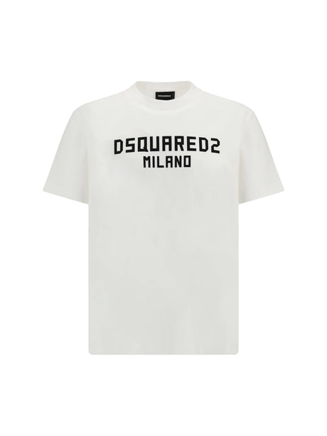 Dsquared2 T-shirt with “Dsquared2 Milano” logo printed - White