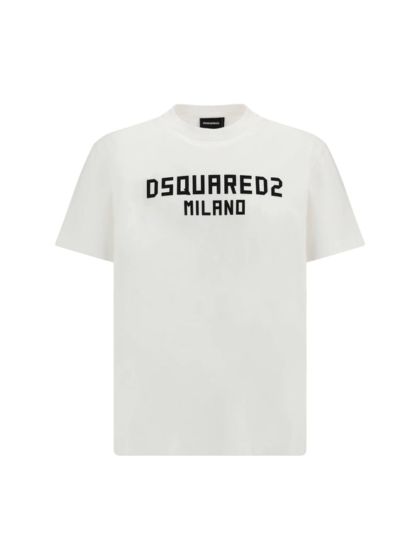 Dsquared2 T-shirt with “Dsquared2 Milano” logo printed - White