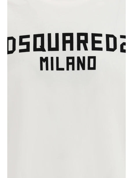 Dsquared2 T-shirt with “Dsquared2 Milano” logo printed - White