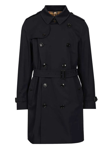 Burberry Heritage Kensington Medium Trench Coat - Blue