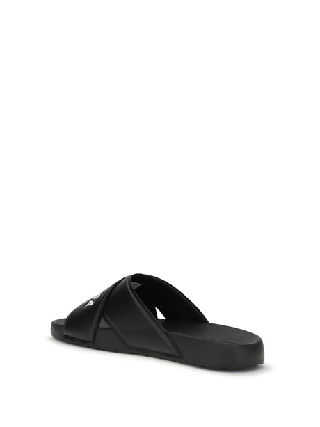 Balenciaga Cross-logo Slides - Black/White