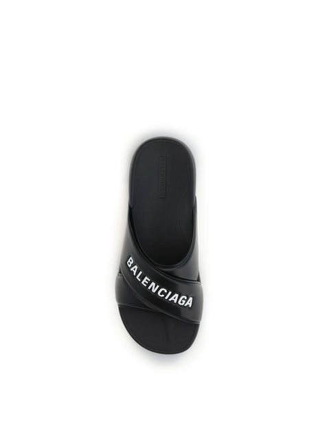 Balenciaga Cross-logo Slides - Black/White