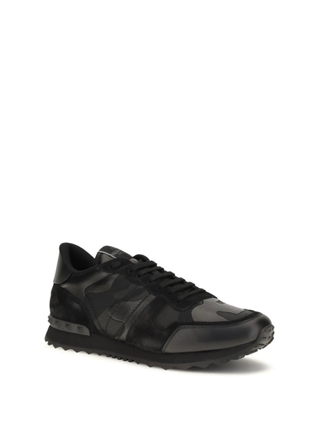 Valentino Garavani Rockrunner Camouflage Sneakers - Black/Black/Black/Black-Black-Black