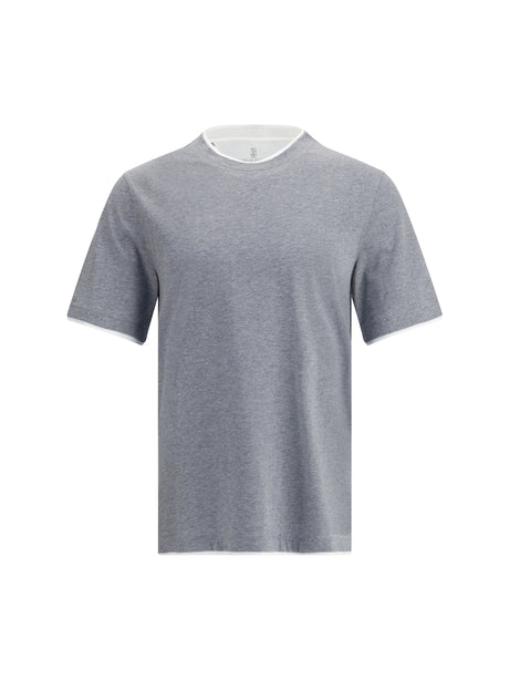 Brunello Cucinelli Cotton T-shirt - Grey Medio+Off White