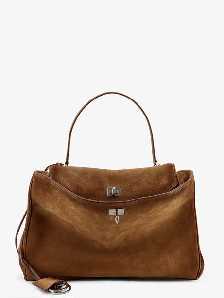 Balenciaga Rodeo M suede shoulder bag - Camel