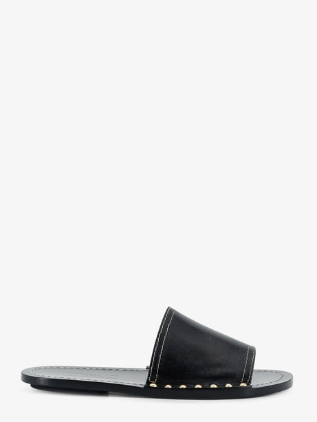 Toteme Low leather sandals with metal studs on the sides - Black