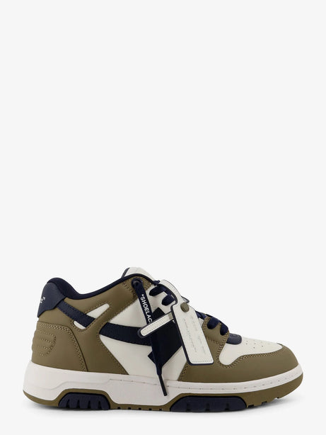 Off White Out of Office leather sneakers with iconic side logo - Kaki Dark B