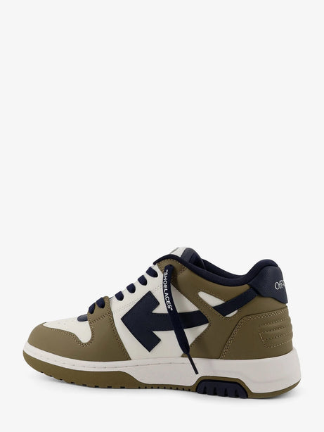Off White Out of Office leather sneakers with iconic side logo - Kaki Dark B