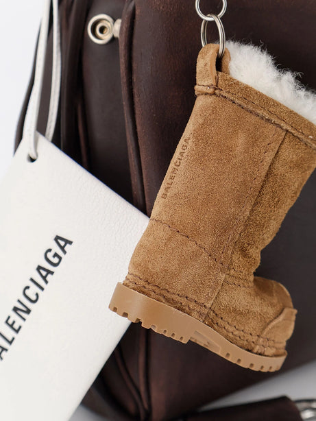 Balenciaga Rodeo S leather crossbody bag with vintage motif - Espresso