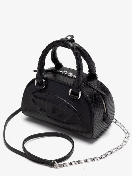 Diesel 1DR Dome python leather crossbody bag - Black