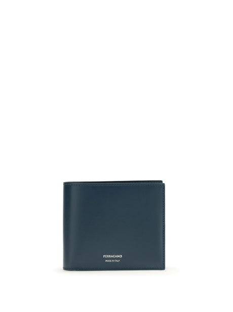 Ferragamo Leather Wallet - Titanic Blue