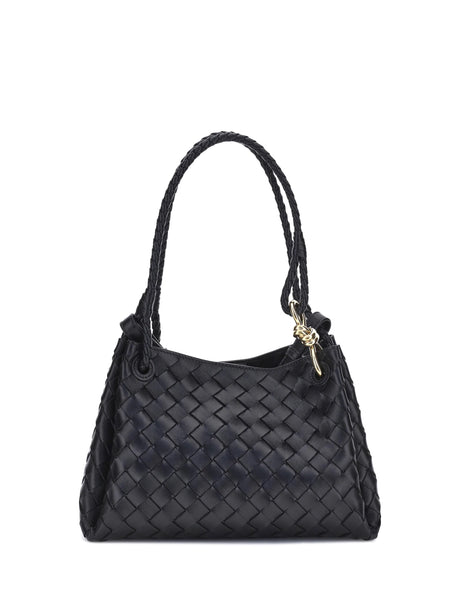 Bottega Veneta Intrecciato Shoulder Bag - Black-M Brass