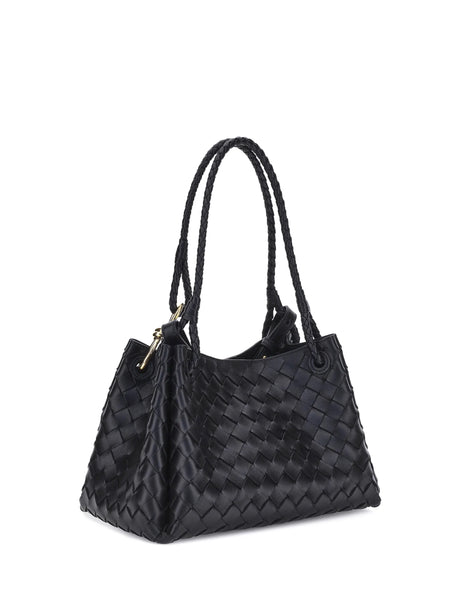 Bottega Veneta Intrecciato Shoulder Bag - Black-M Brass