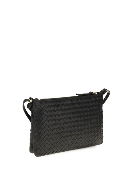 Bottega Veneta Intrecciato Shoulder Bag - Black-Brass Vibrato