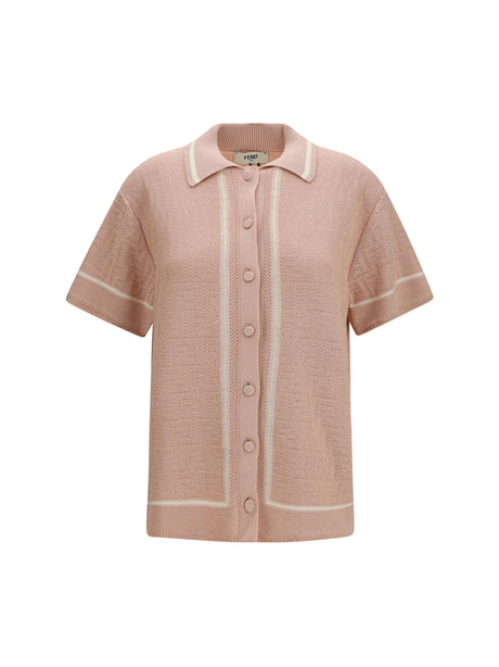 Fendi FF all-over crochet Shirt - Powder Pink-26