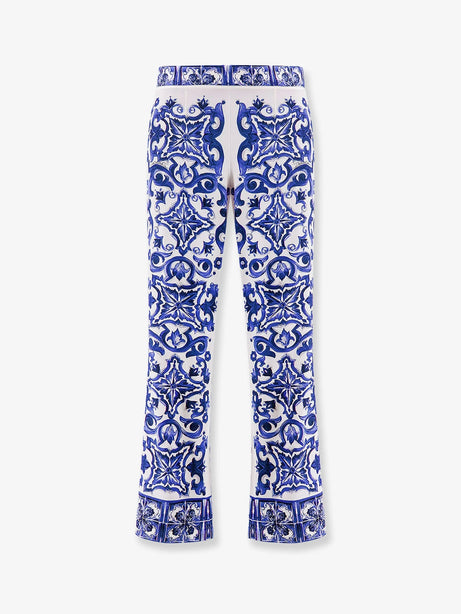 Dolce & Gabbana Silk trousers with majolica print - Blu
