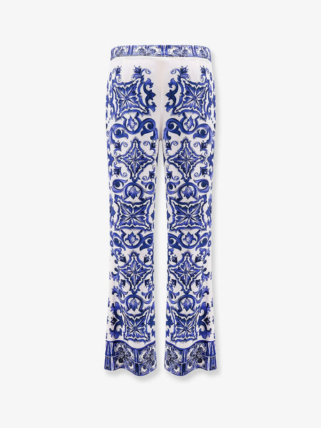 Dolce & Gabbana Silk trousers with majolica print - Blu