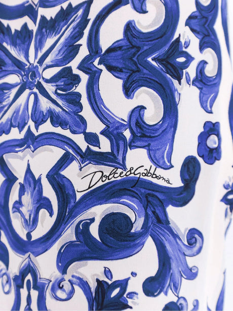 Dolce & Gabbana Silk trousers with majolica print - Blu