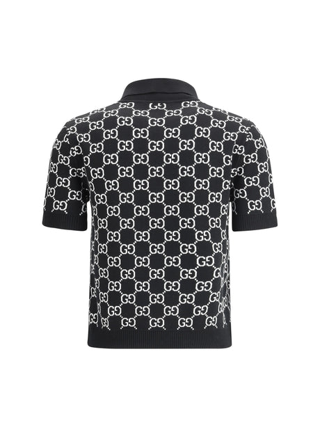 Gucci GG wool jacquard Polo Top - Black/White