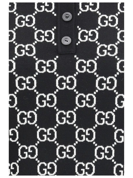 Gucci GG wool jacquard Polo Top - Black/White