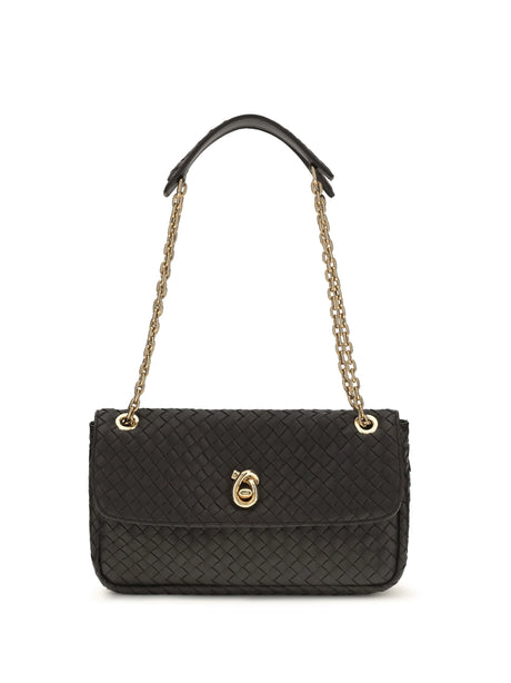 Bottega Veneta Intreccio Shoulder Bag - Espresso-M Brass