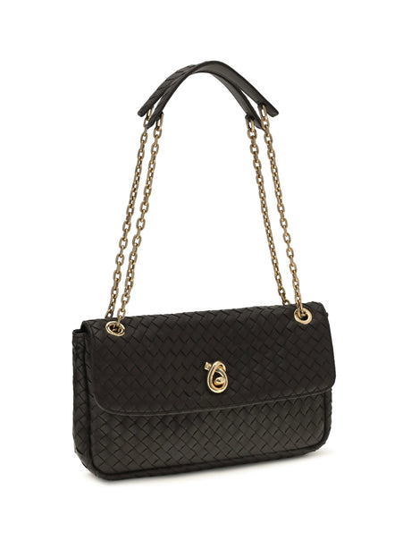 Bottega Veneta Intreccio Shoulder Bag - Espresso-M Brass