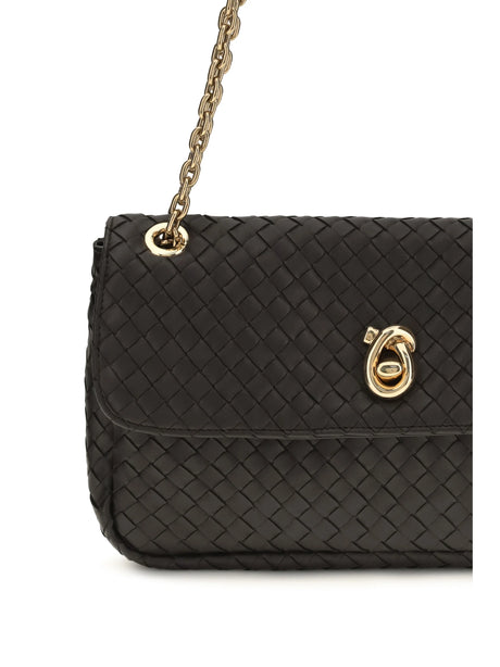 Bottega Veneta Intreccio Shoulder Bag - Espresso-M Brass