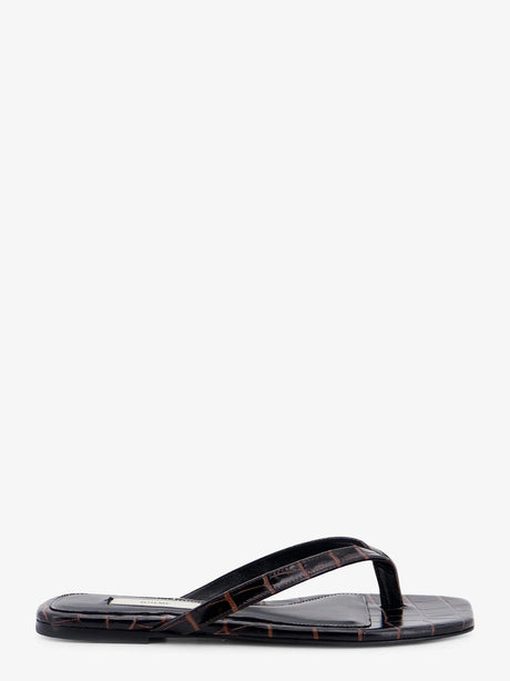 Toteme Croco-embossed leather sandals - Dark Brown