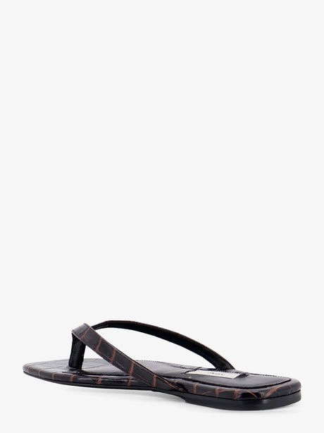 Toteme Croco-embossed leather sandals - Dark Brown