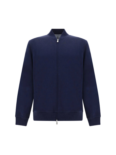 Brunello Cucinelli Cotton zip Sweatshirt - Cobalto