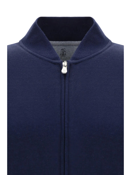 Brunello Cucinelli Cotton zip Sweatshirt - Cobalto