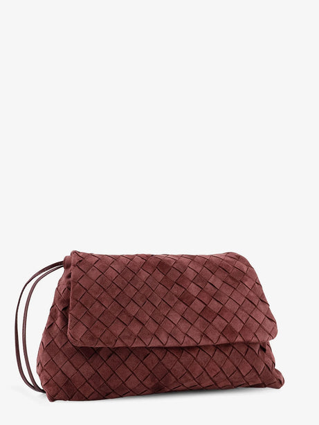 Bottega Veneta Suede Giorno crossbody bag with Intrecciato motif - Deepmahogany