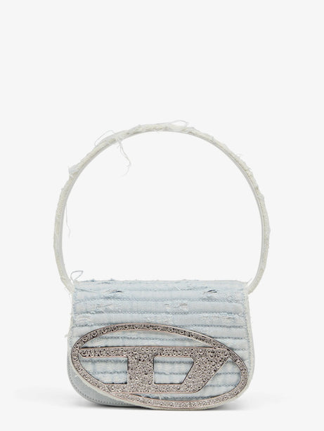 Diesel 1DR denim shoulder bag with rhinestone D logo - Grigio
