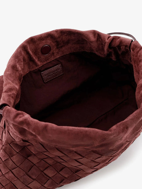 Bottega Veneta Suede Giorno crossbody bag with Intrecciato motif - Deepmahogany