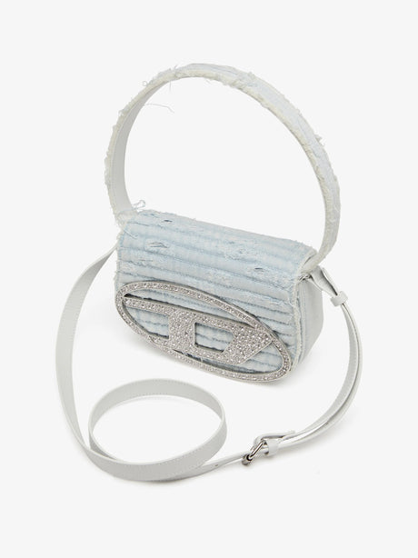 Diesel 1DR denim shoulder bag with rhinestone D logo - Grigio